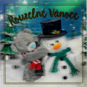 Me to You Blahopřání do obálky 3D Kouzelné Vánoce Medvídek se sněhulákem 15,5 x 15,5 cm
