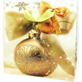 Epee Dárková papírová taška 17 x 17 x 6 cm Vánoční Zlatá baňka s mašlí CD LUX malá