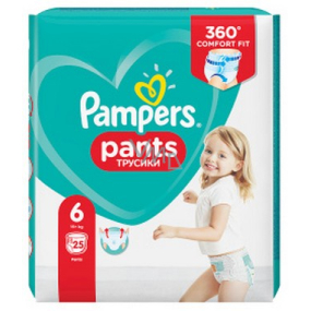 Pampers Pants velikost 6, 15+ kg plenkové kalhotky 25 kusů