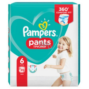 Pampers Pants velikost 6, 15+ kg plenkové kalhotky 25 kusů