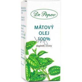 Dr. Popov Mátový olej 100% přírodní olej pro vnější i vnitřní užití doplněk stravy 10 ml