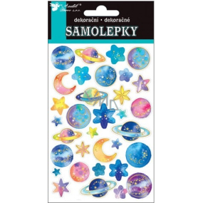 Samolepky Planety a hvězdy se zlatou ražbou 19 x 10 cm