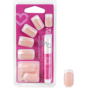 Diva & Nice Nalepovací nehty francouzská manikúra s lepidlem 24 kusů NFD03-CBP