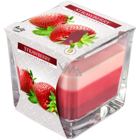 Bispol Strawberry - Jahoda tříbarevná vonná svíčka sklo, doba hoření 32 hodin 170 g