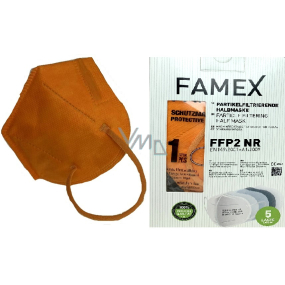 Famex Respirátor ústní ochranný 5-vrstvý FFP2 obličejová maska oranžová 10 kusů
