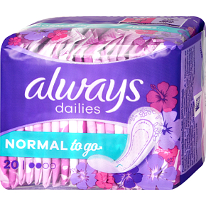 Always Dailies Singles To Go Normal Fresh Scent slipové intimní vložky 20 kusů Always Dailies Singles To Go Normal Fresh Scent slipové intimní vložky 20 kusů