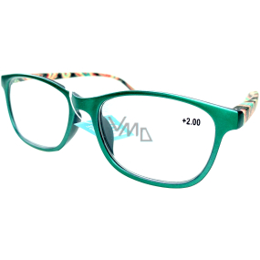 Berkeley Čtecí dioptrické brýle +2 plast zelené, barevné postranice 1 kus MC2193
