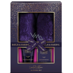 Baylis & Harding Moruše krystaly do lázně nohou 100 g + mléko na nohy 140 ml + pantofle, kosmetická sada pro ženy