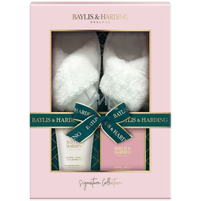 Baylis & Harding Jojoba, Vanilka & Mandlový olej sůl do lázně 100 g + mléko na nohy 140 ml + pantofle, kosmetická sada pro ženy
