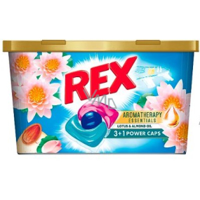 Rex 3 + 1 Power Caps Aromatherapy Lotus & Almond Oil kapsle na praní na bílé i barevné prádlo 14 dávek 182 g