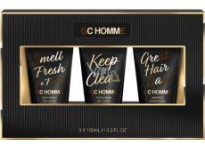 Grace Cole GC Homme čisticí gel na pleť 100 ml + šampon 100 ml + mycí gel 100 ml, kosmetická sada pro muže