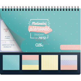 Albi Kalendář 2022 plánovací stolní týdenní Mint 25 x 20 cm