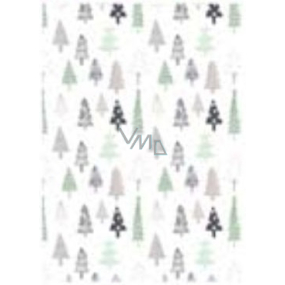 Ditipo Dárkový balicí papír 70 x 100 cm Vánoční bílý - stromky 2 archy