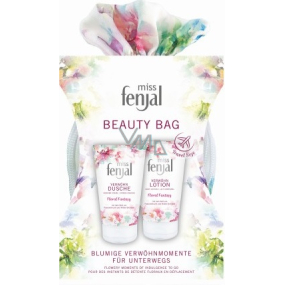Fenjal Miss Floral Fantasy sprchový gel 75 ml + tělové mléko 75 ml + kosmetická taštička, kosmetická sada