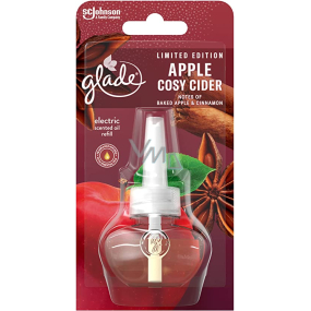 Glade Electric Scented Oil Apple Cosy Cider s vůní horkého jablečného cideru a voňavé skořice tekutá náplň do elektrického osvěžovače vzduchu 20 ml