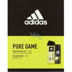 Adidas Pure Game 3v1 sprchový gel 250 ml + deodorant sprej 150 ml, kosmetická sada pro muže