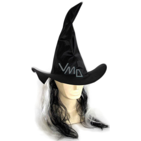 Rappa Halloween Klobouk Čarodějnice s vlasy pro dospělé 40 cm
