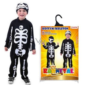 Rappa Halloween Kostým kostlivec s čepicí pro děti, velikost M