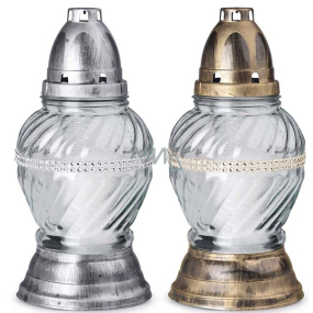 Bolsius Lampa skleněná s glitrovým proužkem 24 cm 90 g mix barev
