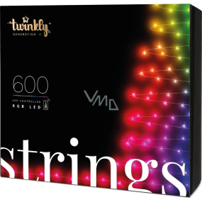 Twinkly Strings Multi Color chytré žárovky 600 kusů na stromeček ovládané prostřednictvím aplikace barevné 48 m