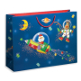 Zoewie Dárkový balicí papír 70 x 200 cm Bambini tmavě modrý - Santa na raketě, sob, měsíc