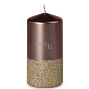 Lima Perla s glitrem svíčka dvojbarevná hnědá válec 60 x 120 mm