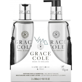 Grace Cole White Nectarine & Pear - Nektarinka a hruška sprchový gel 300 ml + hydratační tělové mléko 300 ml, kosmetická sada pro ženy
