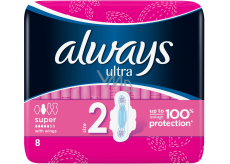 Always Ultra Super hygienické vložky s křidélky 8 kusů
