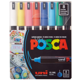 Posca Univerzální sada akrylátových popisovačů 0,7 - 1 mm Základní barvy 8 kusů PC-1MR