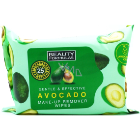 Beauty Formulas Avocado odličovací pleťové ubrousky s avokádovým olejem 25 kusů