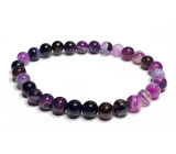 Achát purpurový náramek elastický přírodní kámen, kulička 6 mm / 16 - 17 cm, klid - ochrana - síla - harmonie
