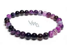 Achát purpurový náramek elastický přírodní kámen, kulička 6 mm / 16 - 17 cm, klid - ochrana - síla - harmonie