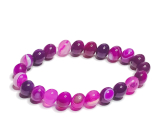 Achát růžový krajkový náramek elastický přírodní kámen, kulička 8 mm / 16 - 17 cm, klid - ochrana - síla - harmonie
