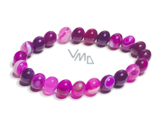 Achát růžový krajkový náramek elastický přírodní kámen, kulička 8 mm / 16 - 17 cm, klid - ochrana - síla - harmonie