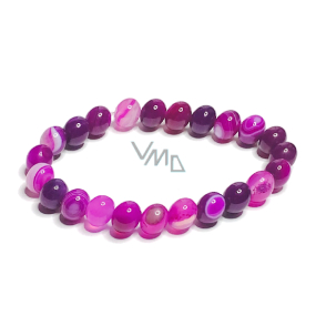 Achát růžový krajkový náramek elastický přírodní kámen, kulička 8 mm / 16 - 17 cm, klid - ochrana - síla - harmonie
