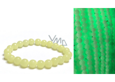 Jade Luminois Light Fosforeskující, žlutě svítí ve tmě, náramek elastický přírodní kámen, kulička 8 mm / 16 - 17 cm