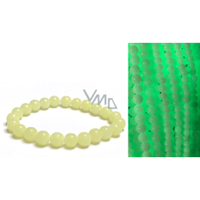 Jade Luminois Light Fosforeskující, žlutě svítí ve tmě, náramek elastický přírodní kámen, kulička 8 mm / 16 - 17 cm