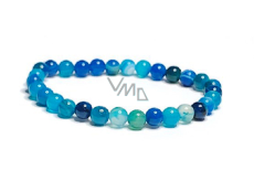 Achát modrý jezerní náramek elastický přírodní kámen, kulička 6 mm / 16 - 17 cm, klid - ochrana - síla - harmonie