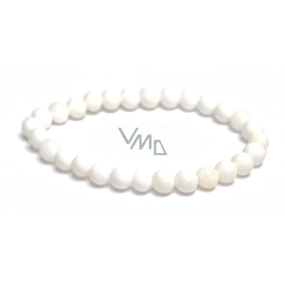 Mušle Tridacna lastura náramek elastický přírodní kámen, kulička 6 mm / 16 - 17 cm