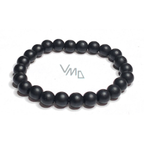 Onyx černý matný náramek elastický přírodní kámen, kulička 8 mm / 16 - 17 cm, kámen životní síly