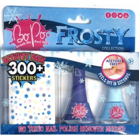 Bo-Po Frosty lak na nehty slupovací tmavě modrý 2,5 ml + lak na nehty slupovací světle modrý 2,5 ml + nálepky na nehty, kosmetická sada pro děti