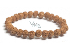 Rudraksha náramek elastický z přírodního semene, kulička 8 mm / 16 - 17 cm