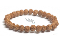 Rudraksha náramek elastický z přírodního semene, kulička 8 mm / 16 - 17 cm