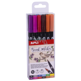 Apli Brush Marker štětcový fix se dvěma hroty 12 kusů, sada