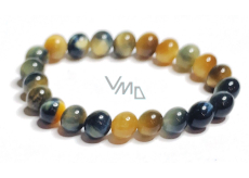Tygří oko multi náramek elastický přírodní kámen, kulička 8 mm / 16 - 17 cm, kámen slunce a země, přináší štěstí a bohatství