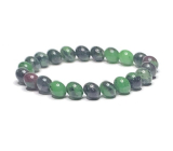 Anyolit / Rubín v Zoisitu náramek elastický přírodní kámen, kulička 8 mm / 16 - 17 cm, ulevuje v období smutku