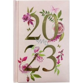 Albi Diář 2023 mini Růžový s květy 11 x 7,5 x 0,5 cm