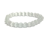Selenit /Alabastr náramek elastický přírodní kámen, kulička 8 mm / 16 - 17 cm, andělská energie