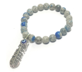K2 Azurit v Granitu + Modré oko v peříčku náramek elastický přírodní kámen kulička 8 mm / 16 - 17 cm