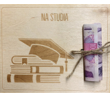 Albi Dřevěné přání na peníze Na studia 15,5 x 12,5 x 0,3 cm